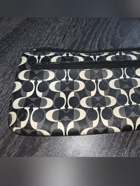 Coach Black & White Signature Zip Wristlet